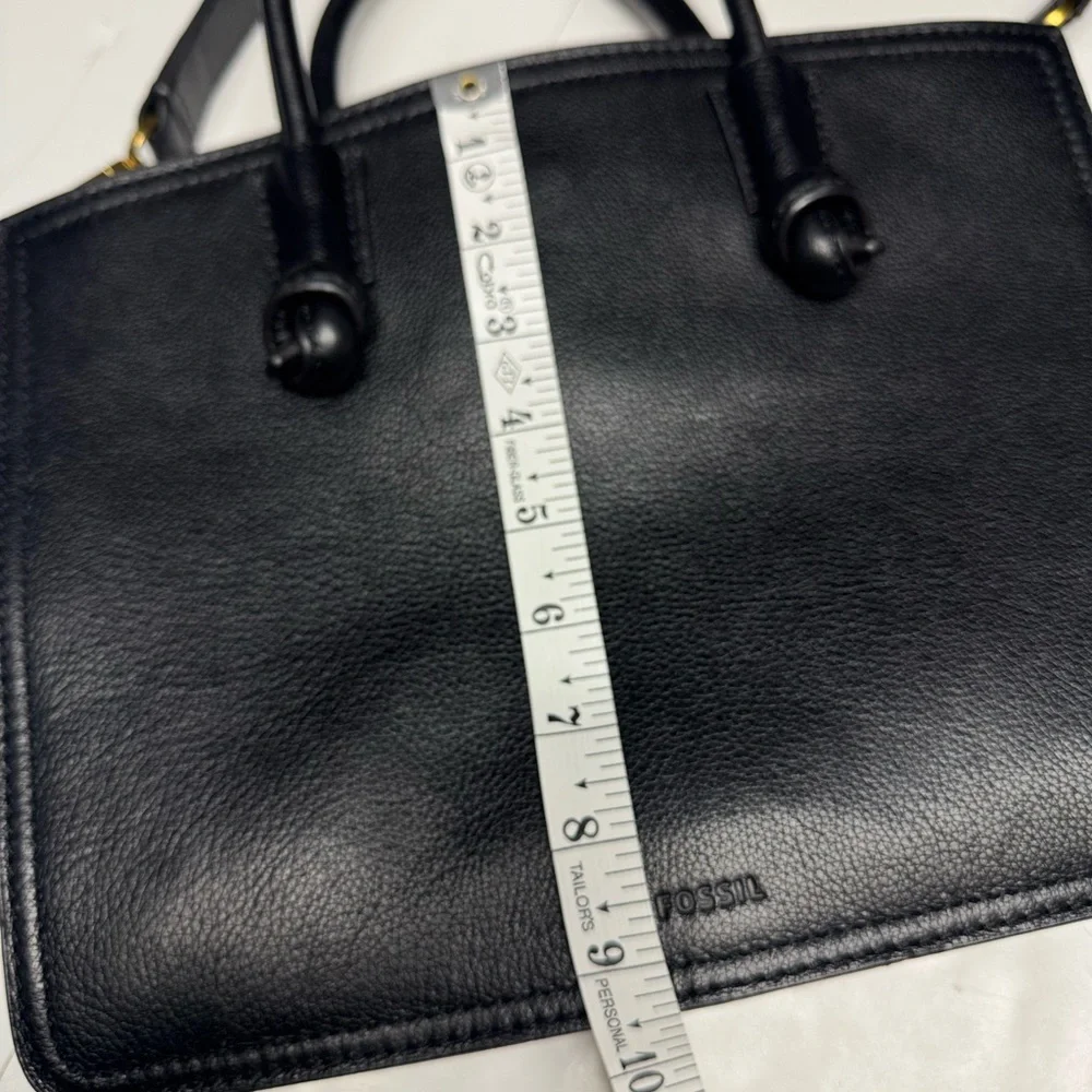 Fossil Black Leather Satchel with Gold Hardware - Picture 7 of 12